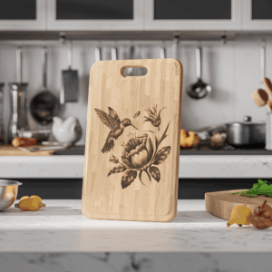 Chopping Board Laser Engraving File, Hummingbird Flower 3D