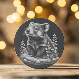 Cougar Laser Engraving Design, Wildlife Slate Coaster PNG,