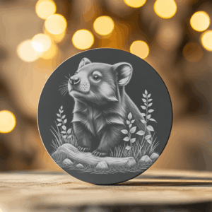 Cougar Laser Engraving Design, Wildlife Slate Coaster PNG,