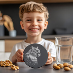 Cougar Slate Coaster Engraving PNG, Wild Animal Decor,