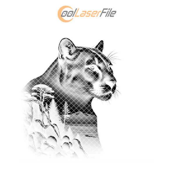 Cougar Slate Coaster Engraving PNG, Wild Animal Decor,