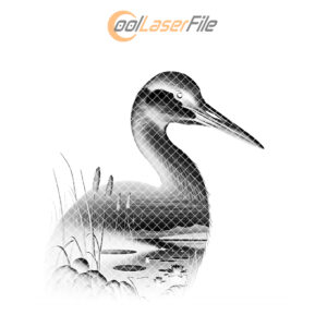Crane Double Exposure Slate Coaster Design, Wild Animal