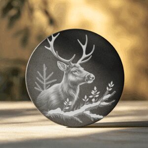 Deer Antlers Slate Coaster Design, Nature PNG Download