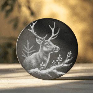 Deer Antlers Slate Coaster Design, Nature PNG Download
