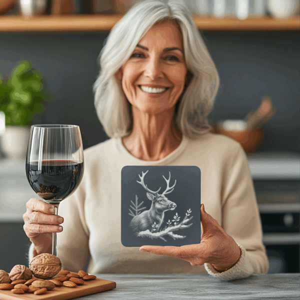 Deer Antlers Slate Coaster Design, Nature PNG Download