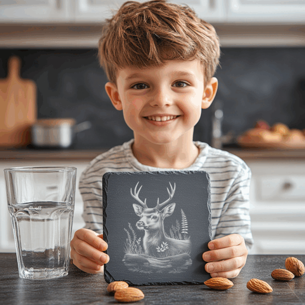 Deer PNG Slate Coaster Engraving File, 3D Illusion