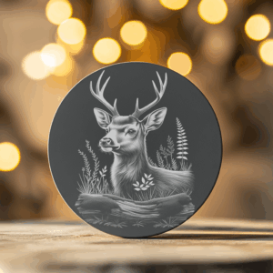 Deer PNG Slate Coaster Engraving File, 3D Illusion
