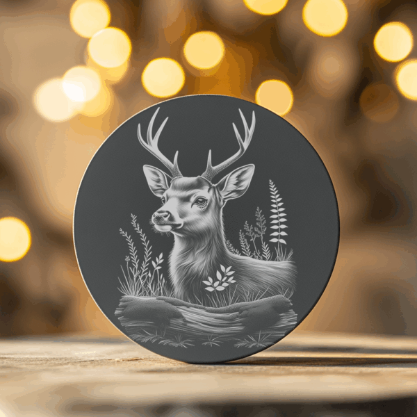 Deer PNG Slate Coaster Engraving File, 3D Illusion