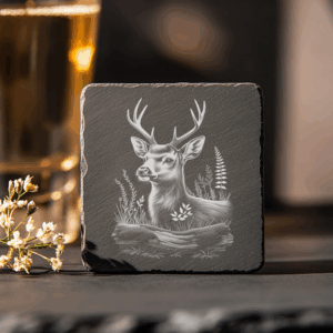 Deer PNG Slate Coaster Engraving File, 3D Illusion