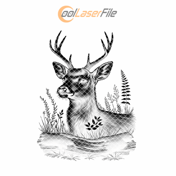 Deer PNG Slate Coaster Engraving File, 3D Illusion
