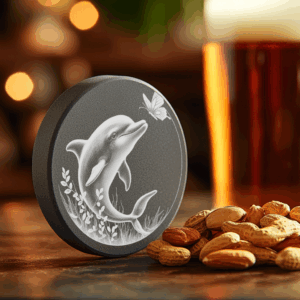Dolphin and Butterfly Slate Coaster Engraving Art, Digital