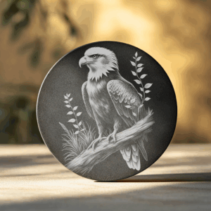 Eagle Slate Coaster Engraving PNG, Wildlife Design, Digital