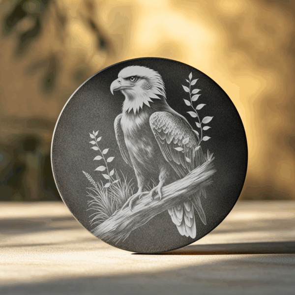 Eagle Slate Coaster Engraving PNG, Wildlife Design, Digital