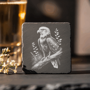 Eagle Slate Coaster Engraving PNG, Wildlife Design, Digital
