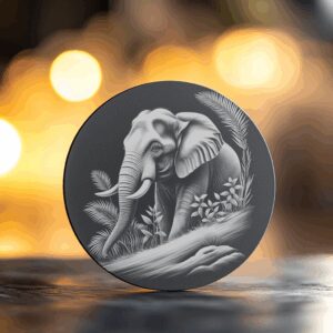 Elephant Jungle Slate Coaster Engraving File, Home Decor,