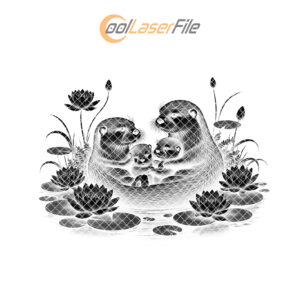 Engraved Slate Cheese Board with Otter Family, Water