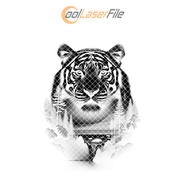 Fierce Tiger Double Exposure Slate Coaster Engraving, Wild