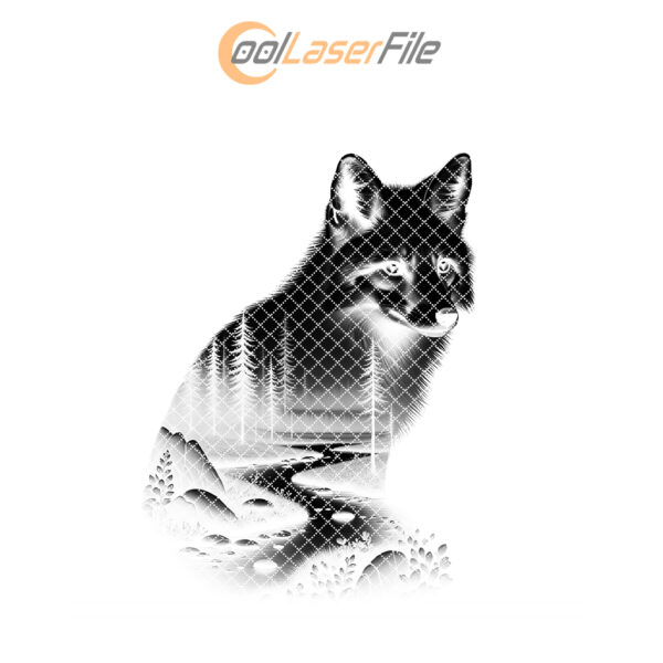 Fox Engraving Design for Slate Coaster, Wild Animal