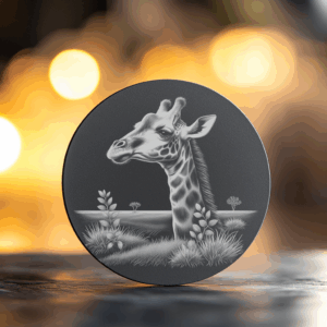 Giraffe Slate Coaster Engraving File, Animal Theme PNG,