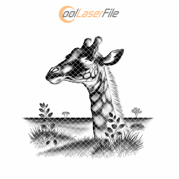 Giraffe Slate Coaster Engraving File, Animal Theme PNG,