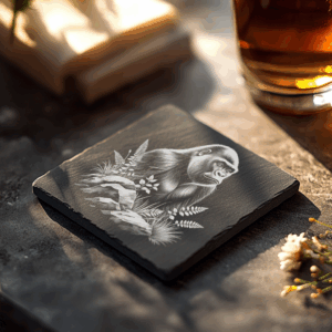 Gorilla Rock Slate Coaster Design, Laser Engraved Style,