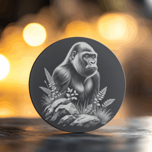 Gorilla Rock Slate Coaster Design, Laser Engraved Style,