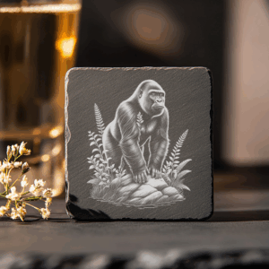 Gorilla Slate Coaster Design, Laser Engraving PNG, Wildlife
