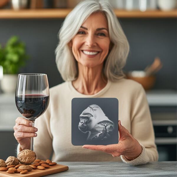 Gorilla Slate Coaster Engraving File, Wild Animal PNG