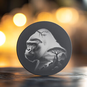 Gorilla Slate Coaster Engraving File, Wild Animal PNG