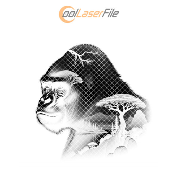 Gorilla Slate Coaster Engraving File, Wild Animal PNG