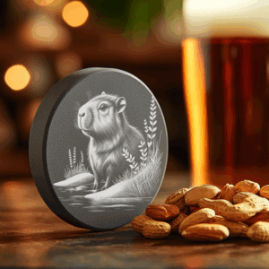 Groundhog Slate Coaster Laser Engraving PNG, Water-Inspired Animal