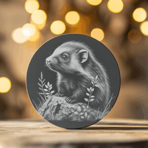 Hedgehog Slate Coaster Engraving File, 3D Illusion PNG