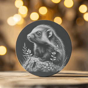 Hedgehog Slate Coaster Engraving File, 3D Illusion PNG