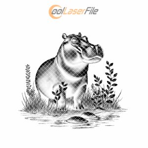 Hippo 3D Illusion Slate Coaster Engraving PNG, Kitchen
