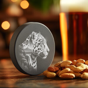 Jaguar Engraving Design, Slate Coaster Art, Wild Animal