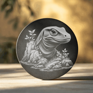 Komodo Dragon Rock Slate Coaster Engraving File, PNG