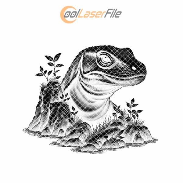 Komodo Dragon Rock Slate Coaster Engraving File, PNG
