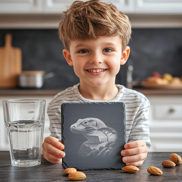 Komodo Dragon Slate Coaster Engraving File, Detailed PNG