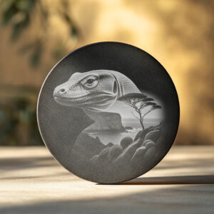 Komodo Dragon Slate Coaster Engraving File, Detailed PNG
