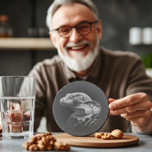 Komodo Dragon Slate Coaster Engraving File, Detailed PNG