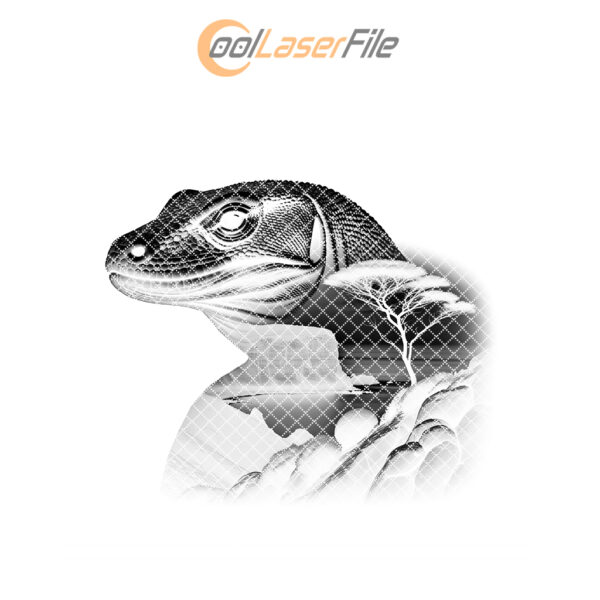 Komodo Dragon Slate Coaster Engraving File, Detailed PNG