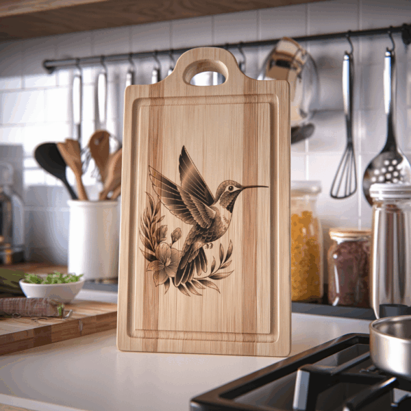 Laser Engraved Charcuterie Board Design File, Hummingbird 3D