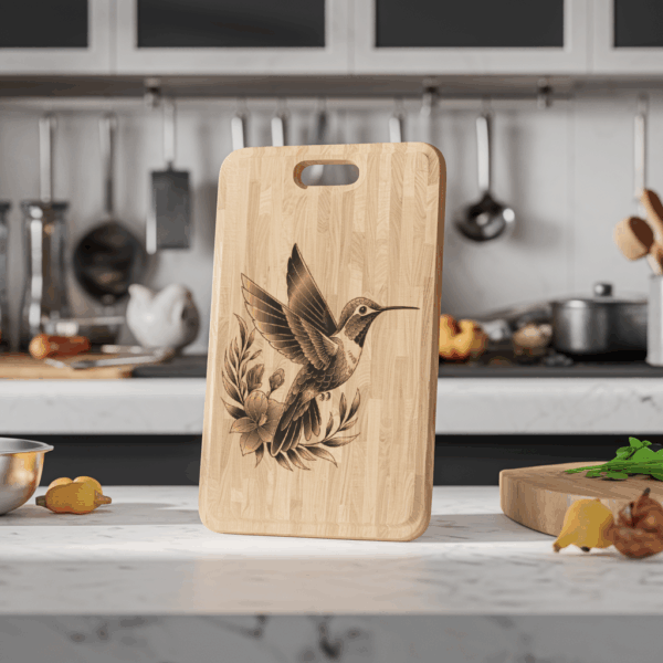 Laser Engraved Charcuterie Board Design File, Hummingbird 3D