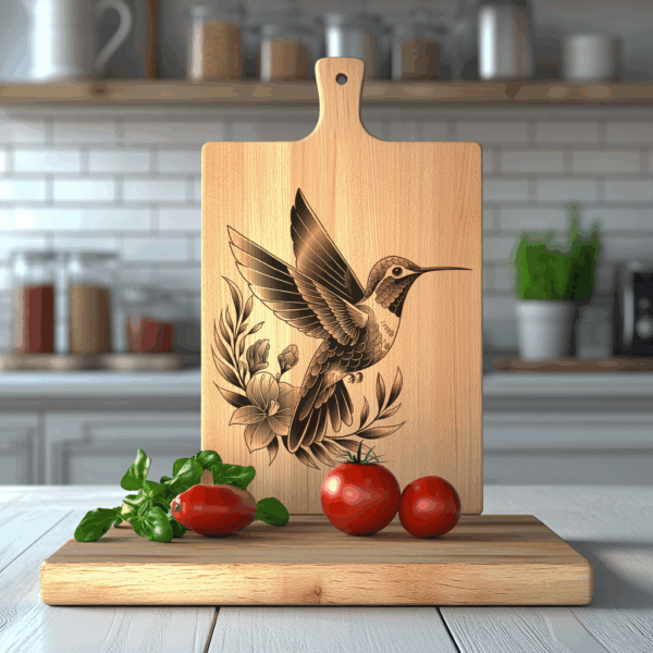 Laser Engraved Charcuterie Board Design File, Hummingbird 3D