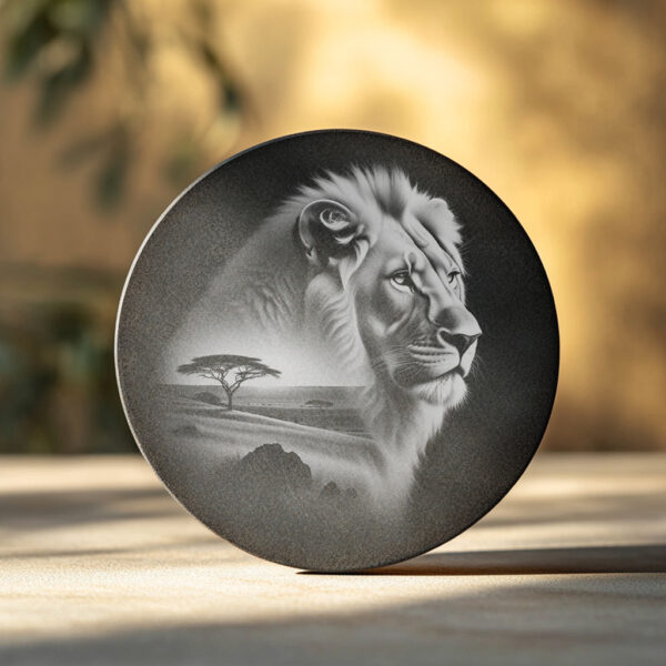 Lion Laser Engraving File for Slate Coaster, Wild