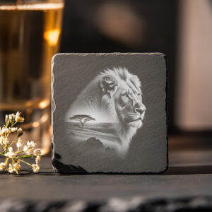 Lion Laser Engraving File for Slate Coaster, Wild