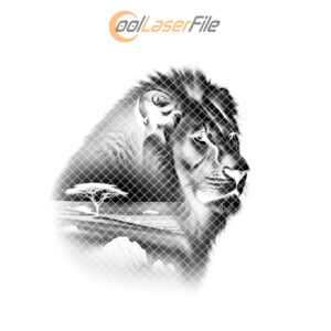 Lion Laser Engraving File for Slate Coaster, Wild