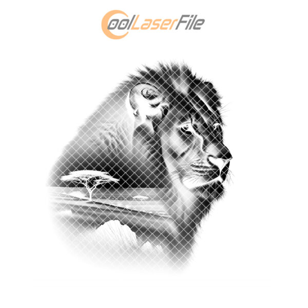 Lion Laser Engraving File for Slate Coaster, Wild
