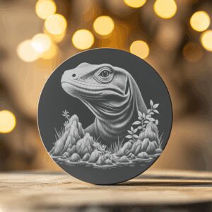 Lizard on Rock Slate Coaster Engraving Design, DIY