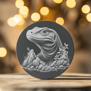 Lizard on Rock Slate Coaster Engraving Design, DIY